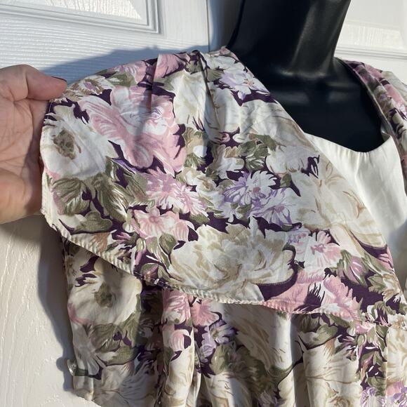 Vintage 80s SL Fashions Dress Women 8 Cream Pink Floral Pastel Cottagecore Fairy - Picture 3 of 12